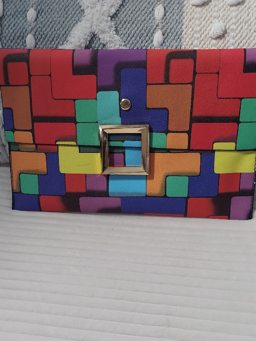 Multicolor Geometric Envelope Clutch - Women Bags